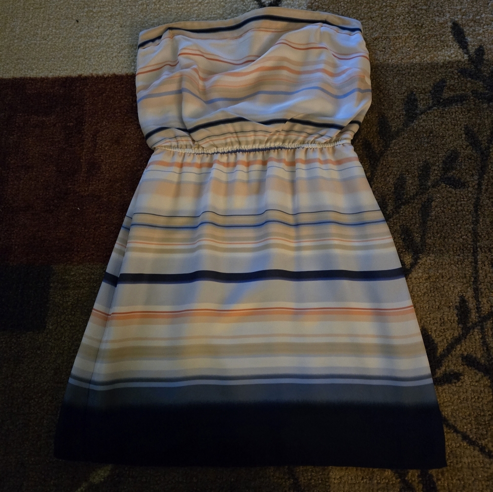 White House Black Market Summer Dress XM Strappless Knee Length